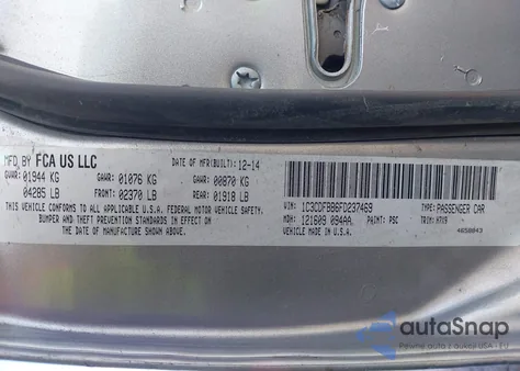 2015 Dodge Dart Sxt from USA, damaged, VIN 1C3CDFBB6FD237469